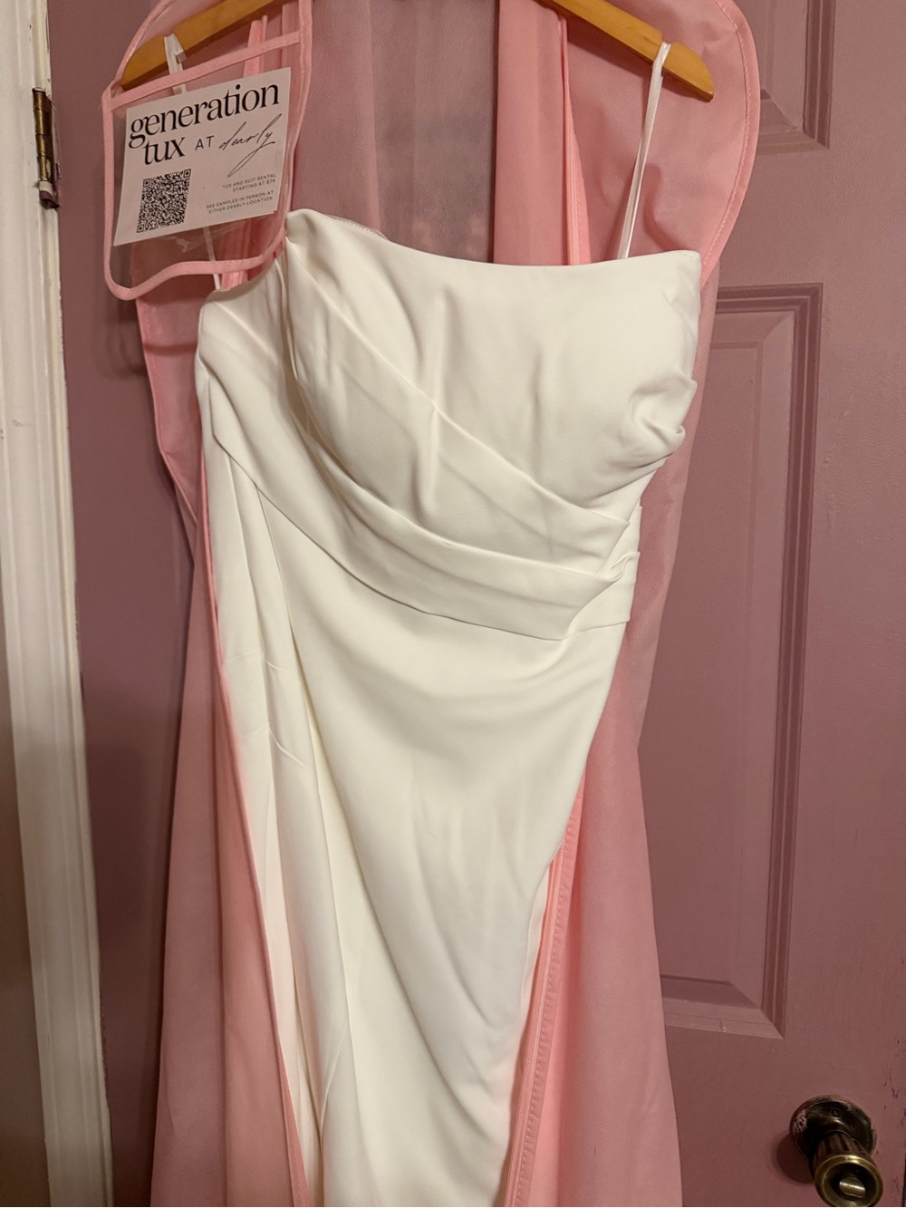 Elegant Strapless White Satin Wedding Dress with Subtle Draping